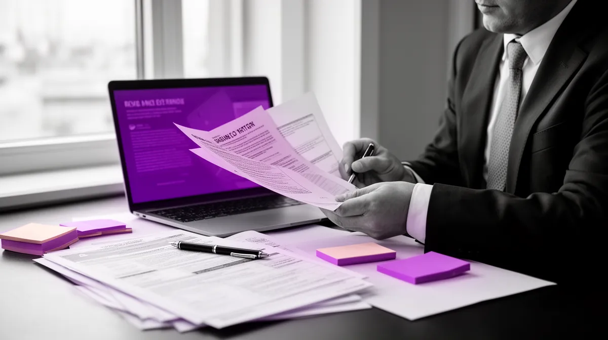 Lawyer reviewing documents during legal tech AI development discovery