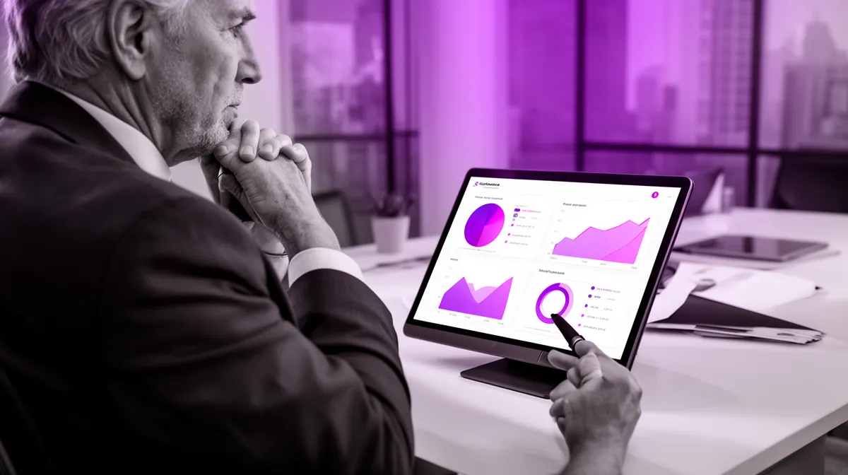 Partner reviewing ROI metrics for legal tech AI development adoption