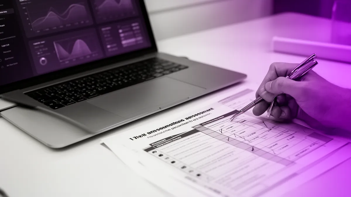 Manager filling out process-fit scorecard to assess ai agents for business workflows