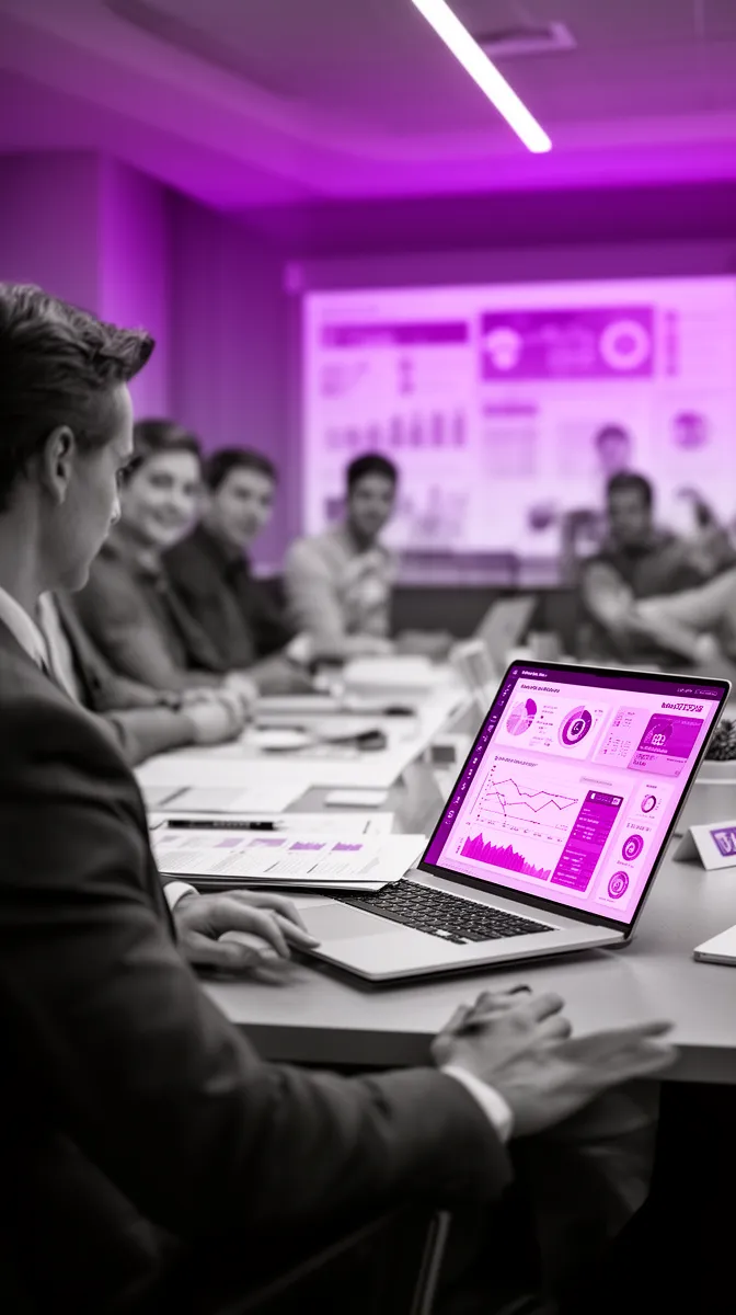 Manager reviewing KPI-driven automation metrics for process improvement