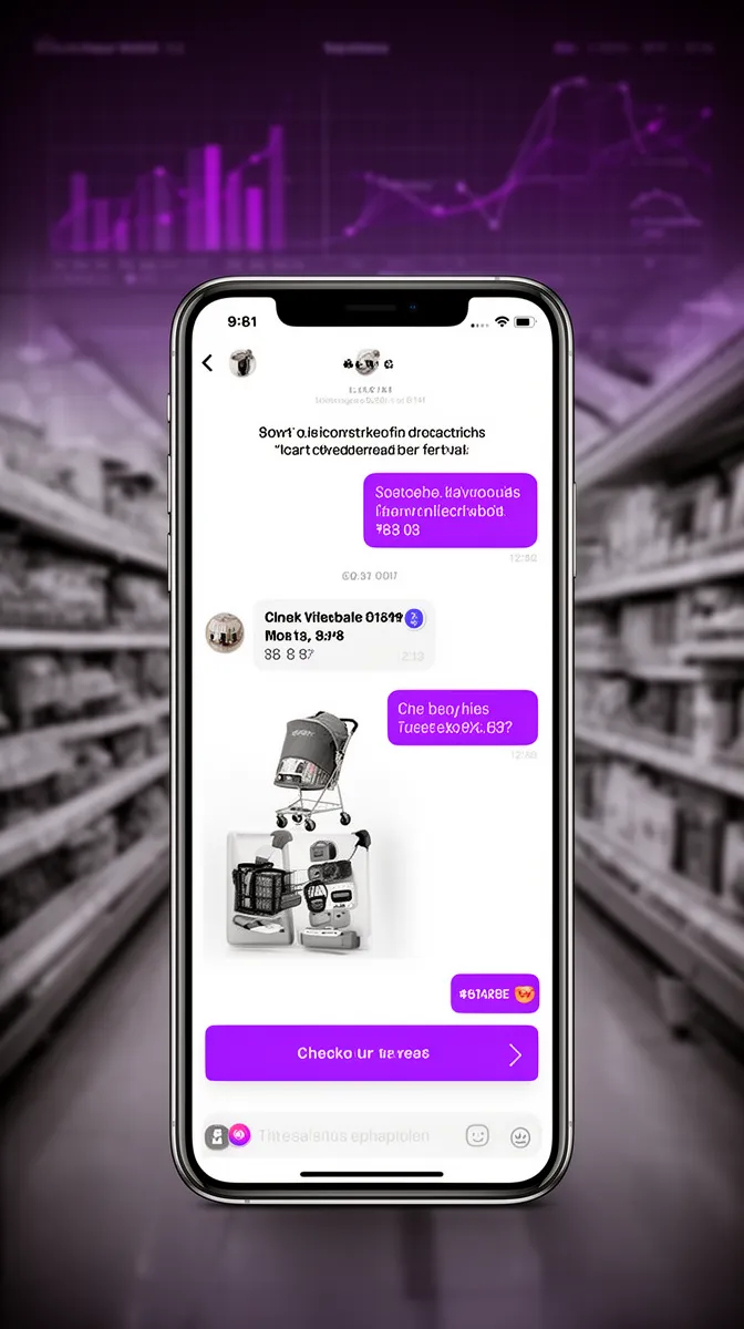Cart recovery chatbot conversation on mobile reminding user of items in cart