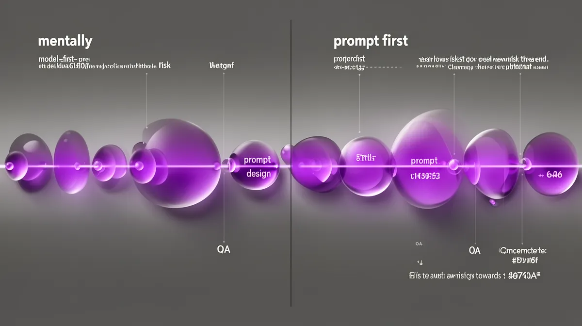 Timeline illustration comparing model-first and prompt-first generative AI development services