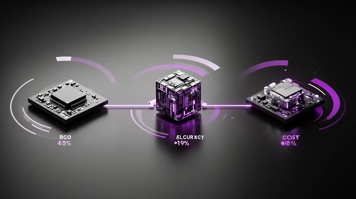 Conceptual visualization comparing different computer vision model options by latency, accuracy, and cost