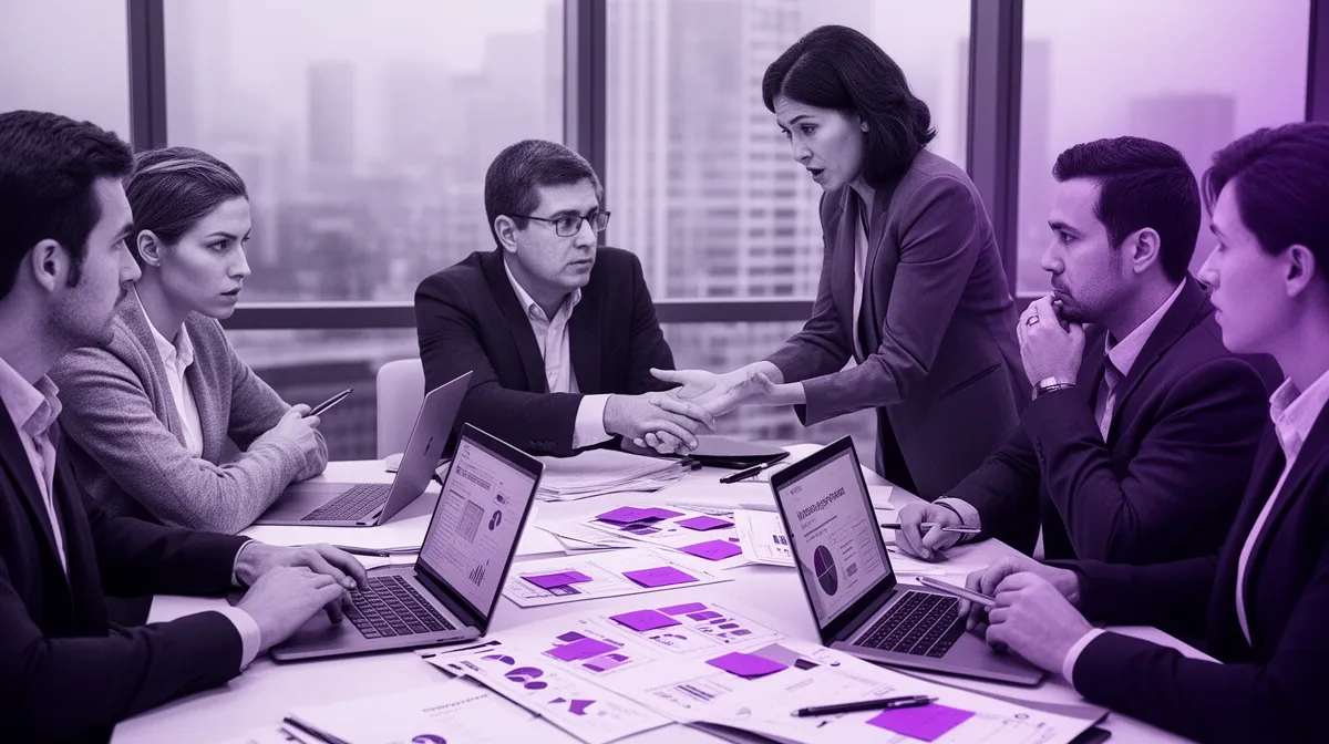 Team discussion illustrating conflict resolution mechanisms for shared resources in multi-agent workflows