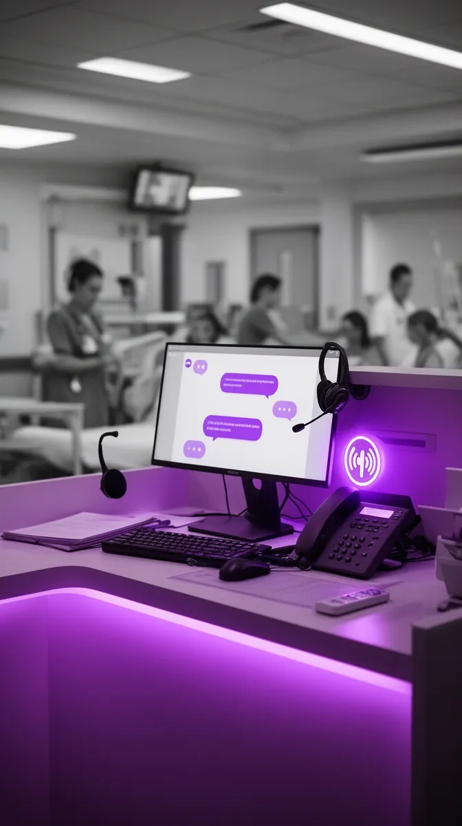 Nurse station representing escalation to human clinician in a healthcare chatbot