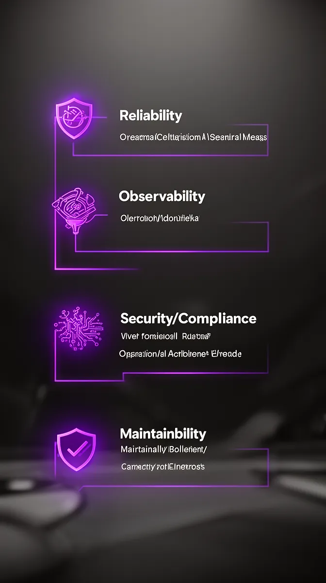 Checklist-inspired visual grouping core operational requirements for production-grade AI solutions