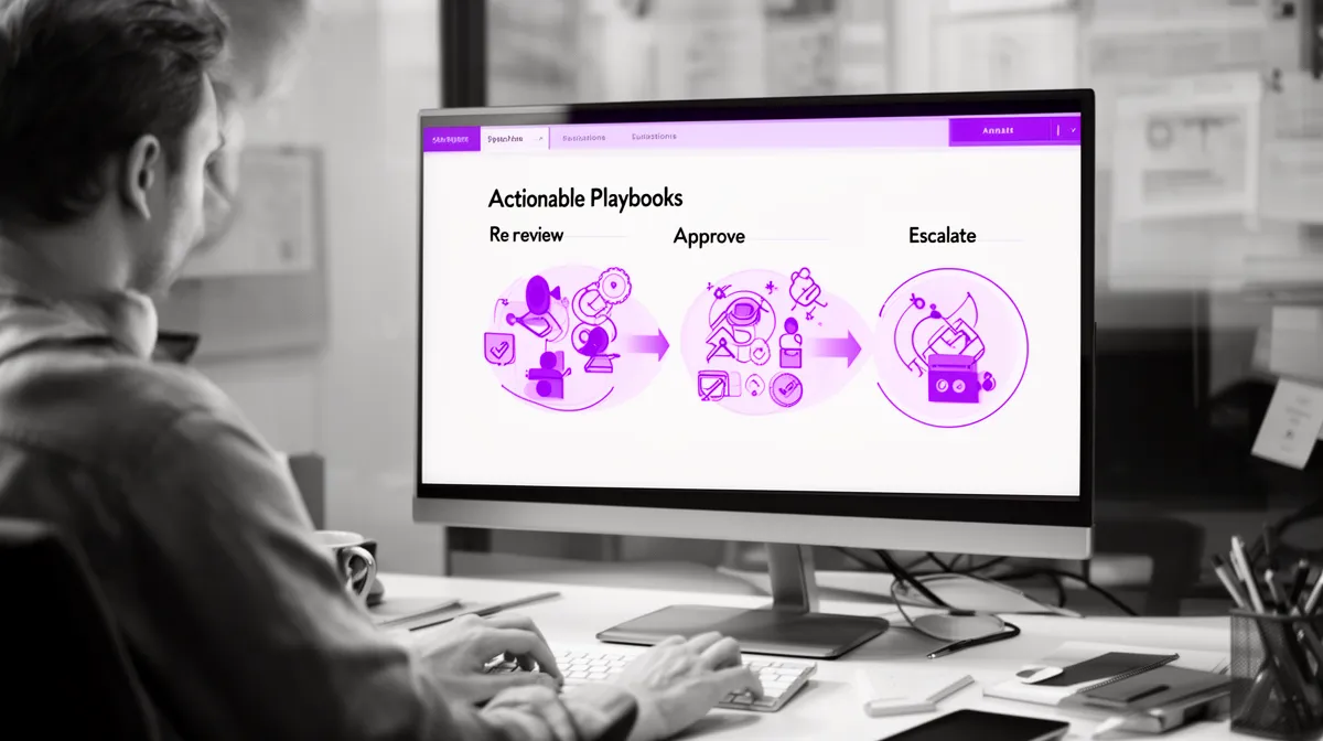 Operations team member following actionable guidance patterns generated from risk prediction services