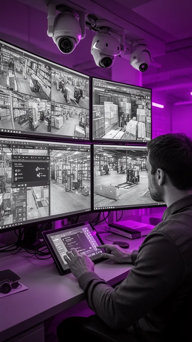 Operator reviewing computer vision alerts as part of an application-first workflow