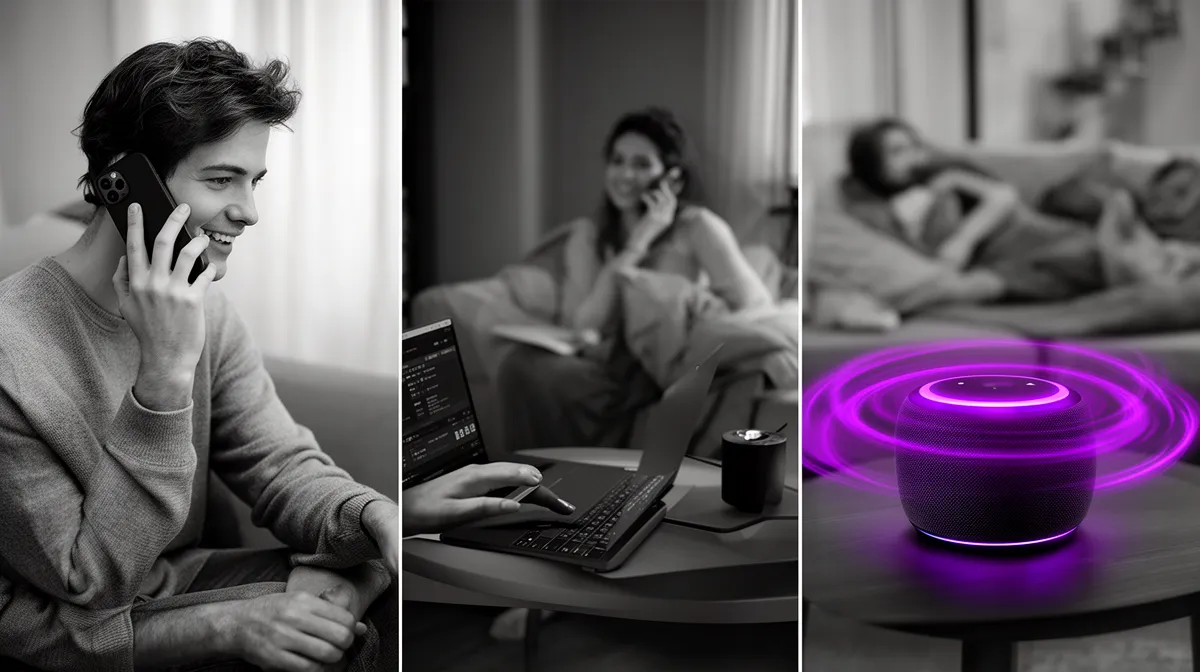 Comparison of phone support, chat, and smart speaker channels showing different user contexts and expectations