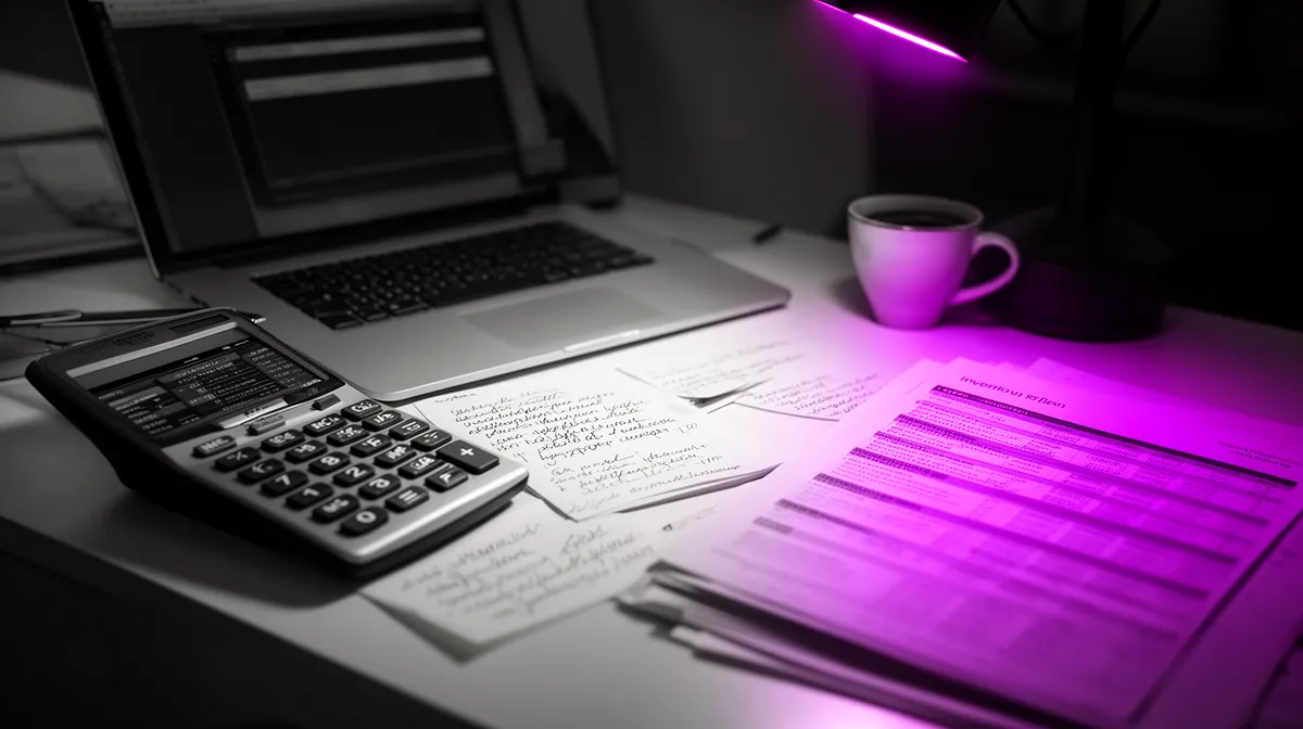 Planner desk scene representing segment-level metrics and governance for inventory planning