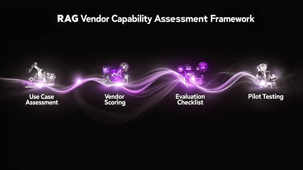 Flow diagram of RAG Vendor Capability Assessment framework for evaluating RAG development companies
