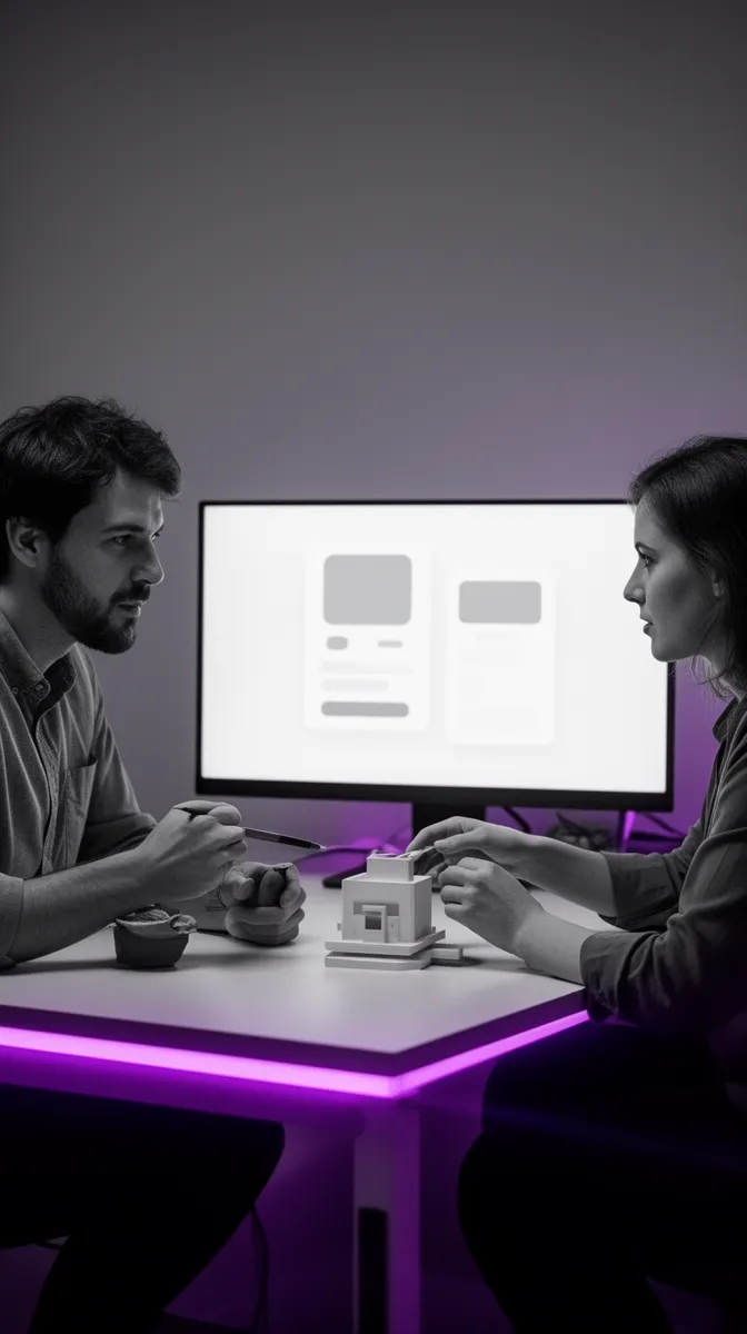 Engineer and designer collaborating to scope an AI prototype quickly