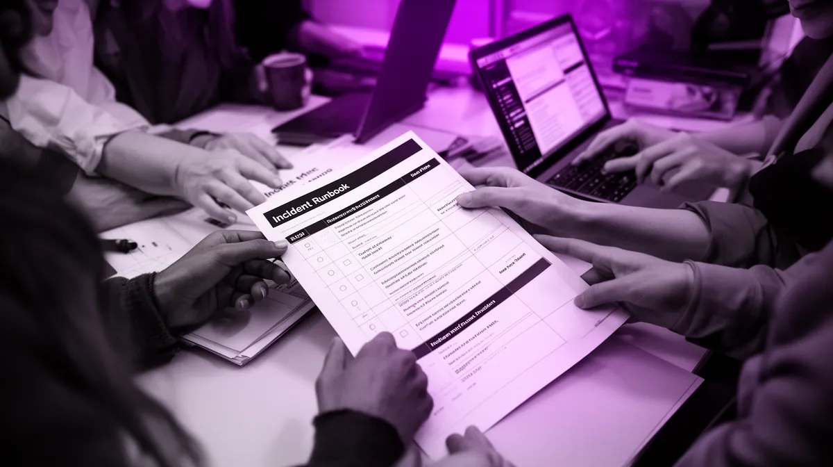 Team reviewing runbook for reliable autonomous agent workflow rollout