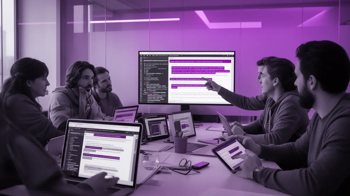 Product team reviewing transcripts during speech recognition development decisions