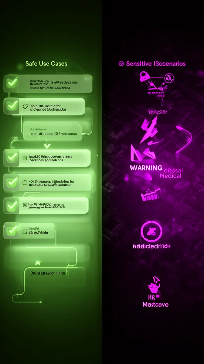 Contrast between suitable and risky business processes for deploying ai agents