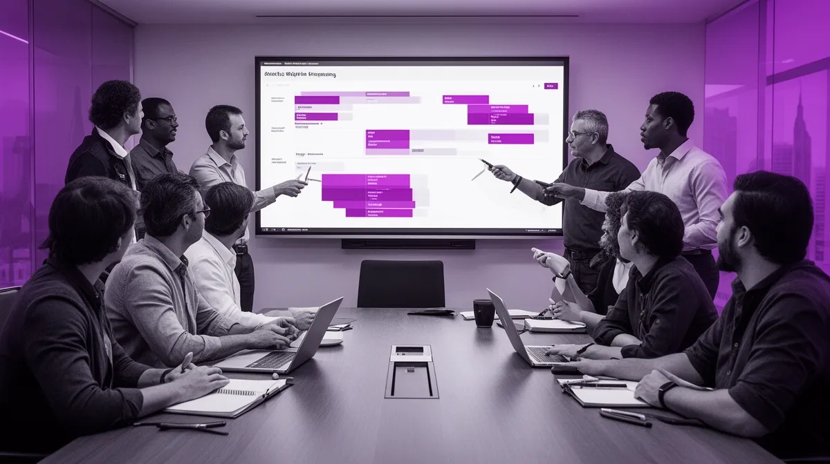 Supply chain visibility meeting where planners review shared shipment status for AI for supply chain management