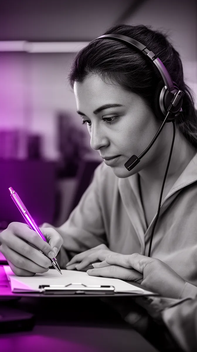 Support team lead monitoring conversations for sentiment detection calibration