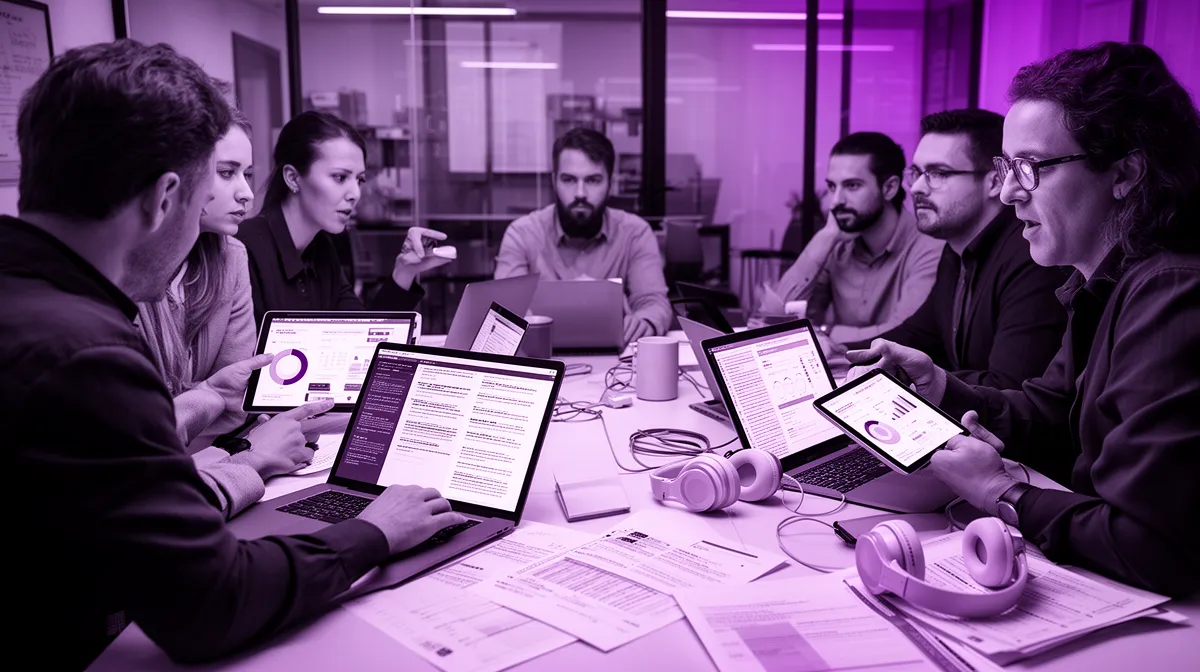 Team reviewing call transcripts to build a caller intent urgency model