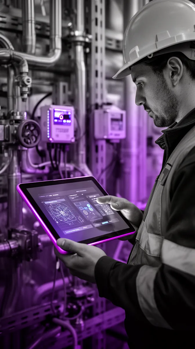Technician using on-device AI in the field under edge deployment constraints