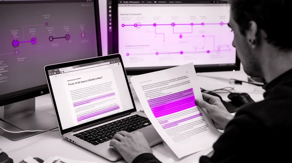 Knowledge worker reviewing an AI draft to improve time-to-output in generative AI solutions