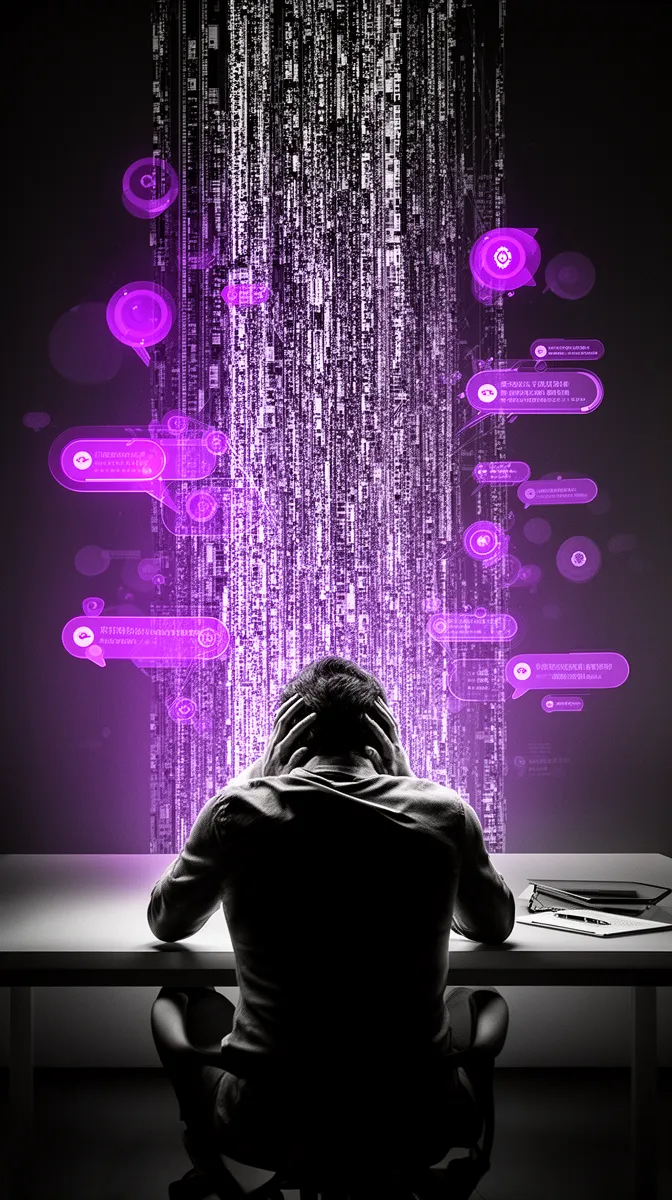 Stressed user facing rigid form-heavy UI with misaligned AI suggestions in an ai-native application context