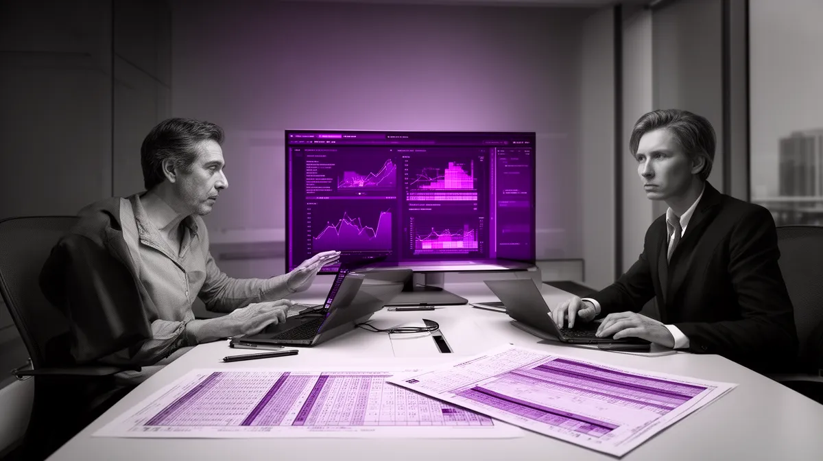 Underwriter and actuary reviewing insurance AI model outputs together to build trust in underwriting automation