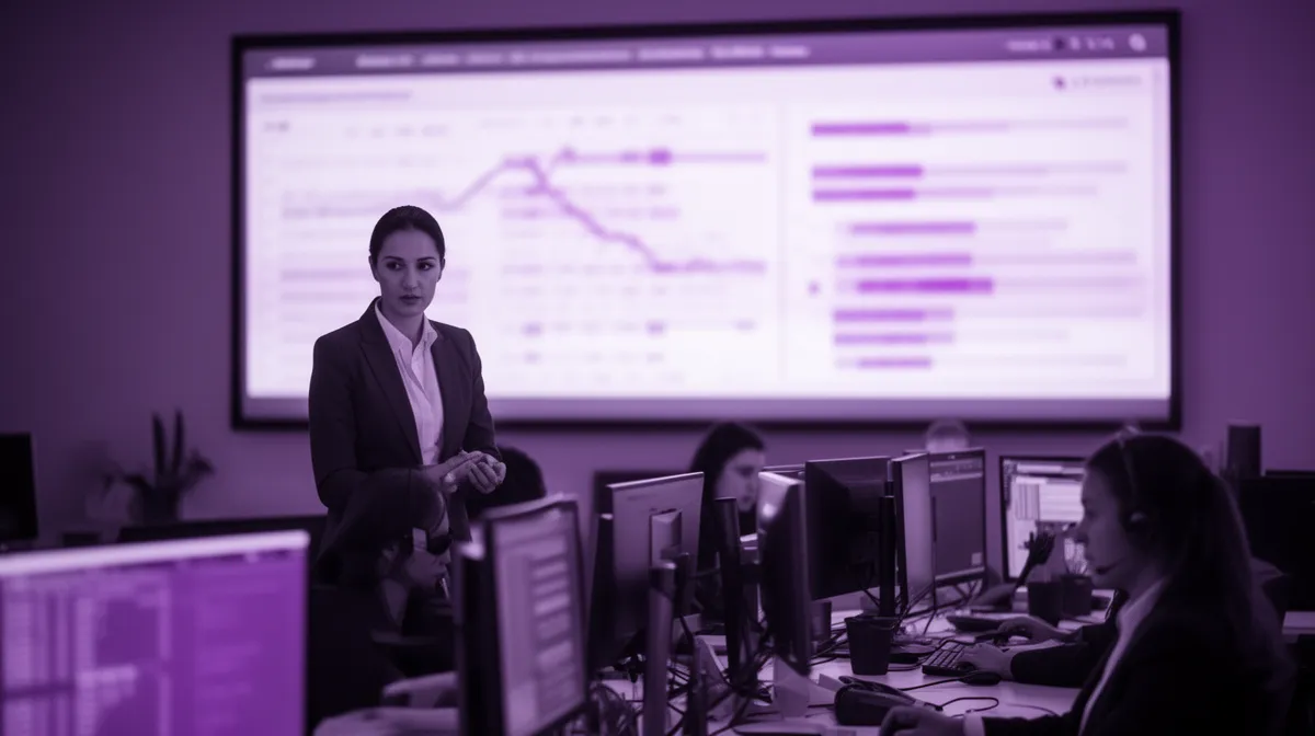 Contact center supervisor reviewing operations to choose voice bot vs chatbot