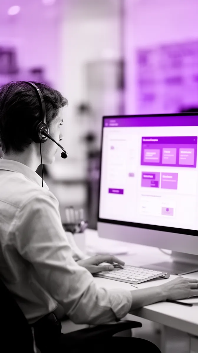 Support agent managing message templates and bot handoff operations
