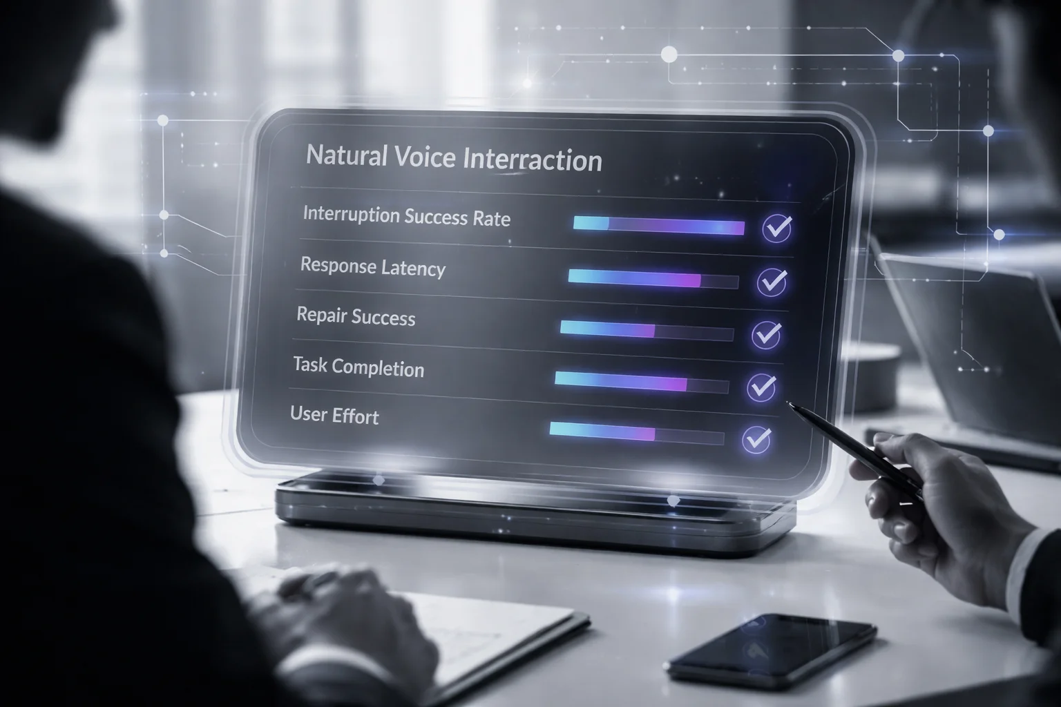 Voice bot naturalness evaluation metrics dashboard
