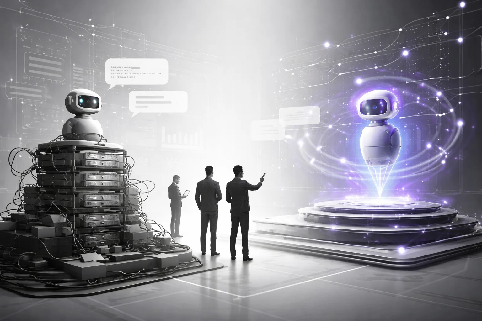 Traditional NLP chatbot versus foundation model comparison
