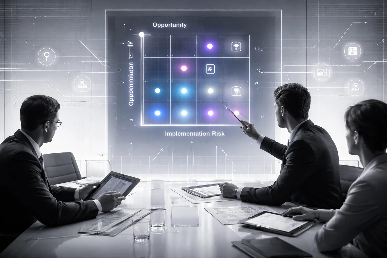 AI automation prioritization matrix for business processes