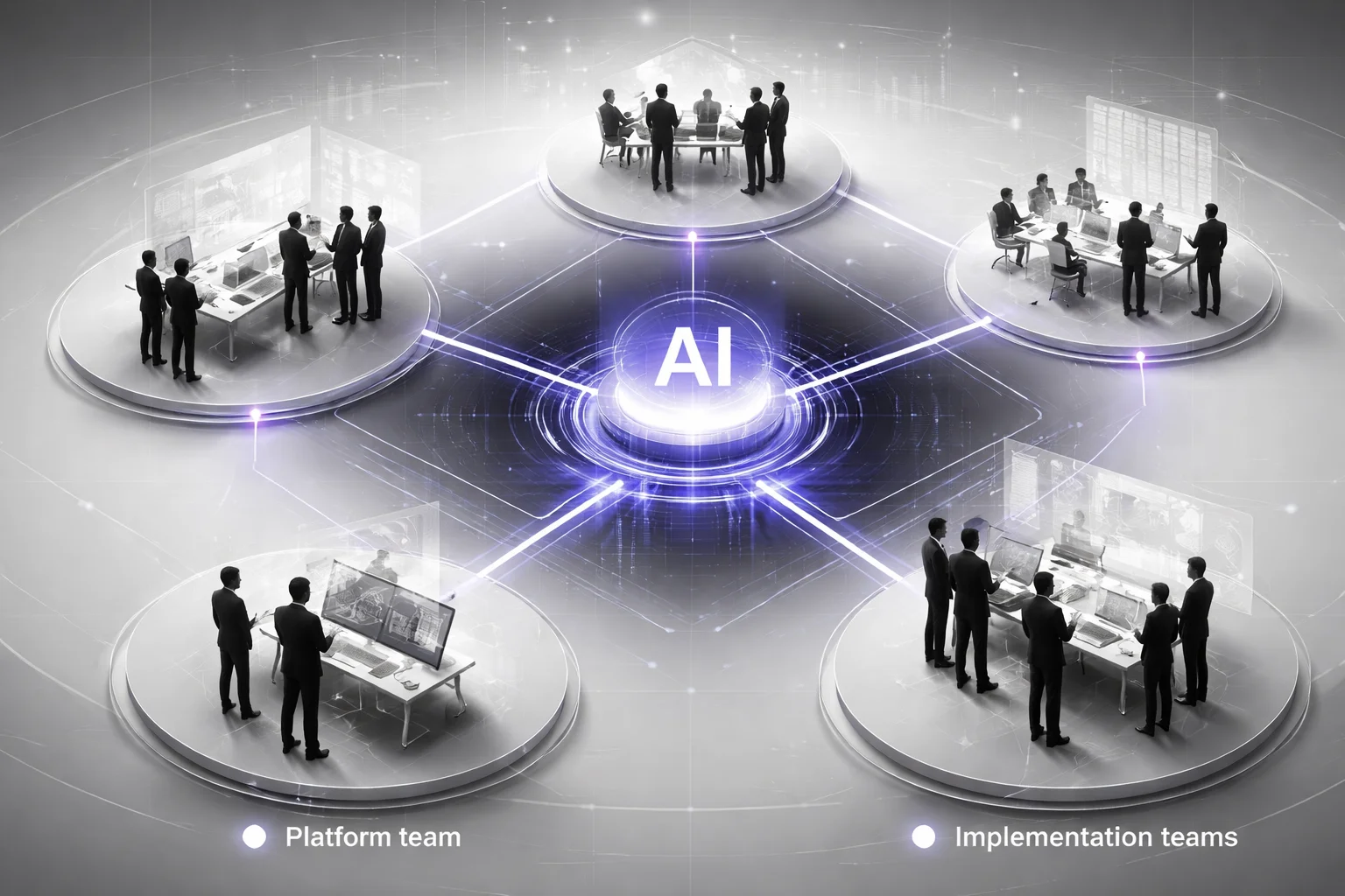Hybrid AI team model balancing excellence and business integration