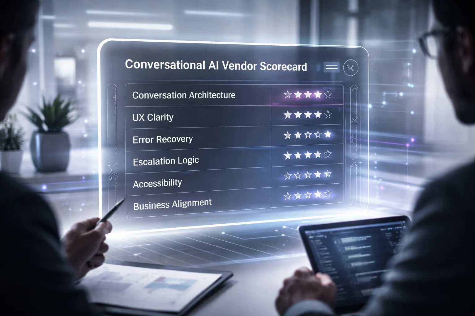 Conversational AI design evaluation framework scorecard