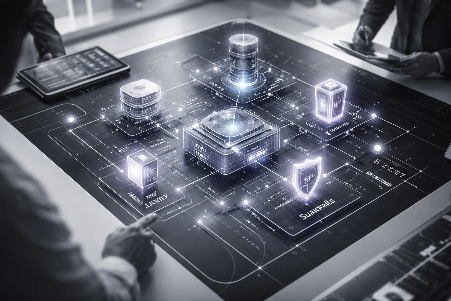 Production GPT chatbot architecture with guardrails and retrieval