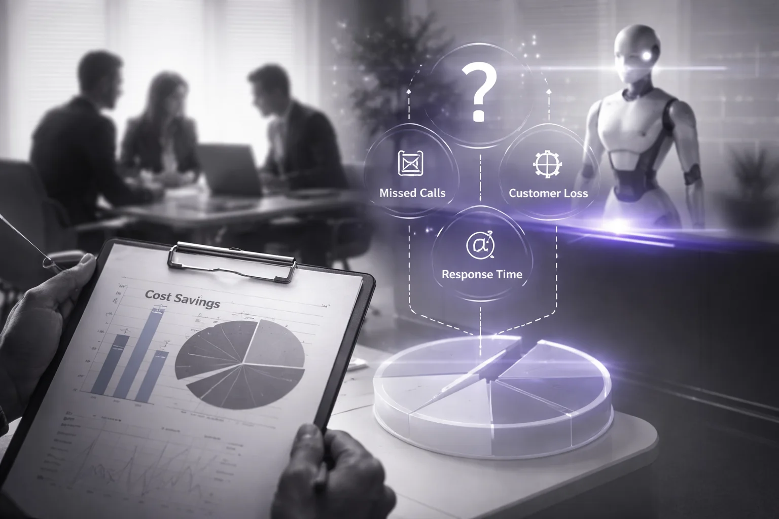 Comparison of human receptionist coverage versus AI receptionist bot availability