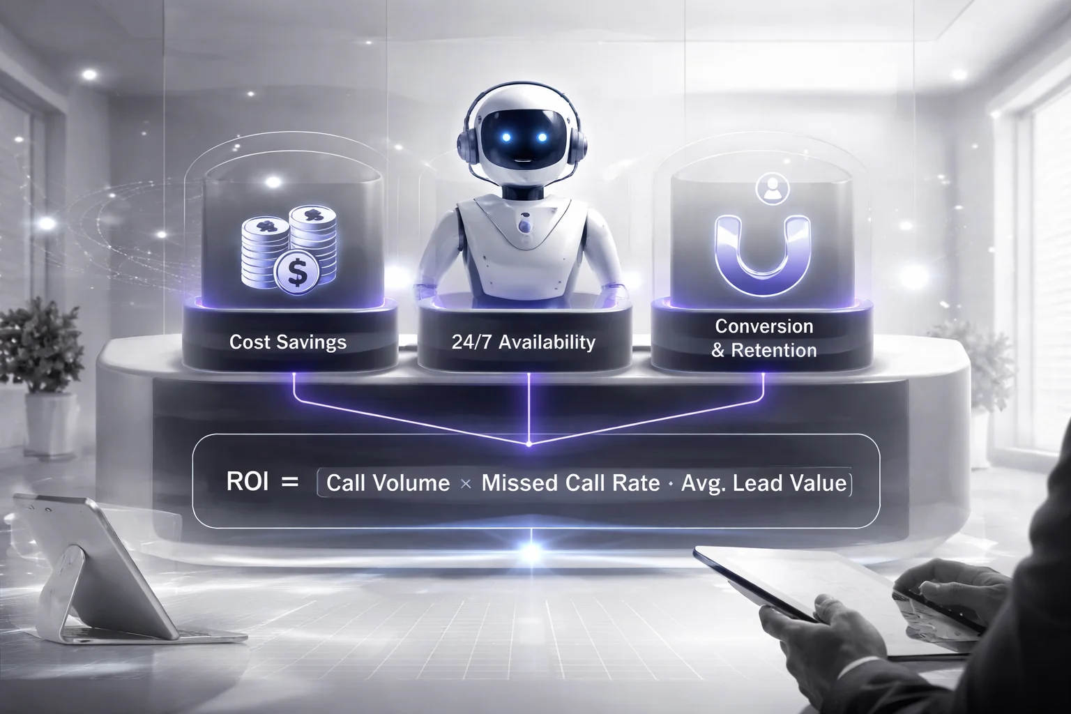 Receptionist bot value assessment framework with three ROI buckets